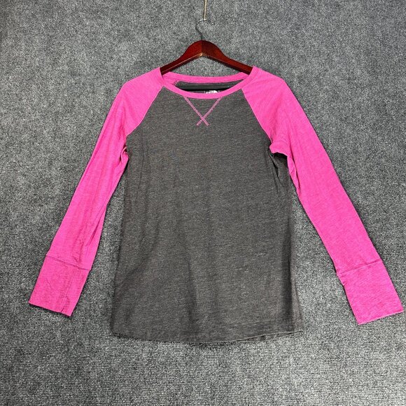 The North Face Tops - The North Face Top Womens Medium Slim Fit Tee Shirt Long Sleeve Pink Gray